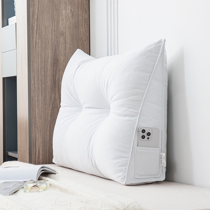 91家纺网 家纺一手货源 找家纺 美达人2025新款麻布珍珠棉三角靠背 亚麻单人屿白