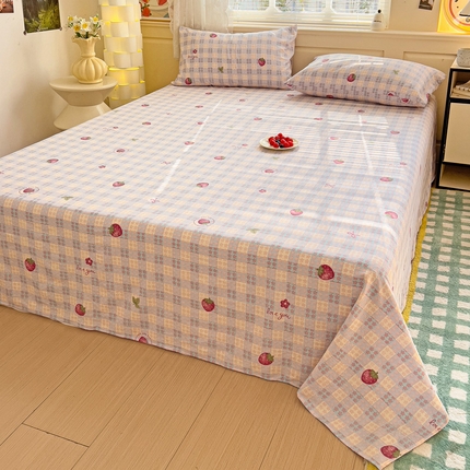 纽缦家纺 2025新款云感提花双层纱床单 有草莓的地方