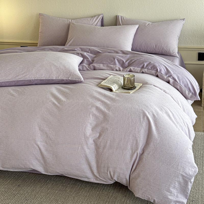 91家纺网 家纺一手货源 找家纺 ab家纺 2025新款小碎花三层纱 波尔卡-紫