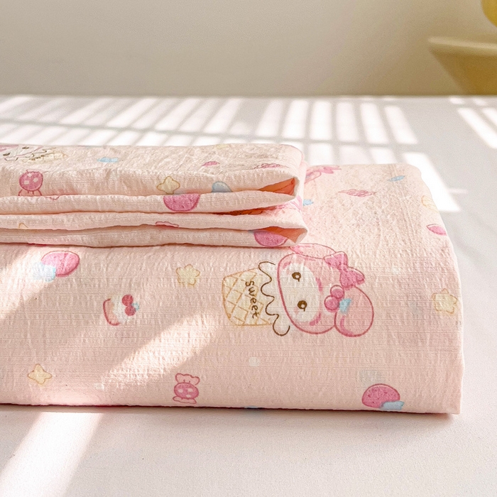 91家纺网 家纺一手货源 找家纺 纽缦家纺 2025新款云感提花双层纱床单 小欧欧