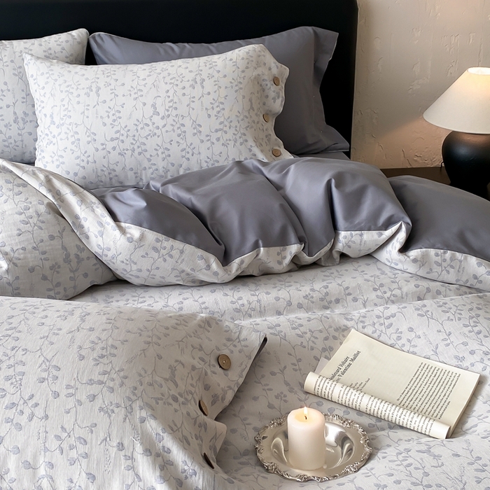 91家纺网 家纺一手货源 找家纺 旷野 2025新款全棉色织提花四件套 山野-蓝