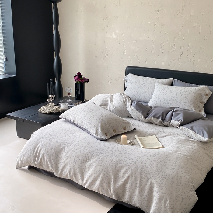 91家纺网 家纺一手货源 找家纺 旷野 2025新款全棉色织提花四件套 山野-蓝