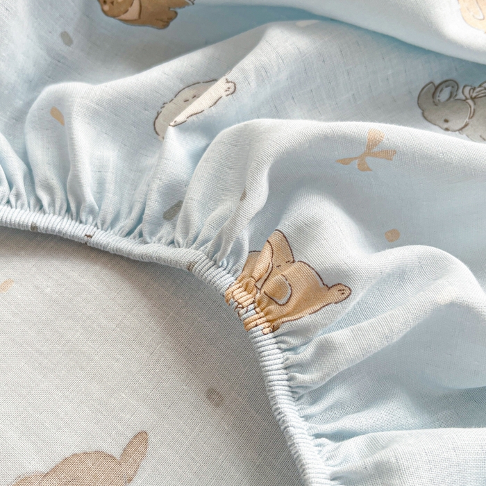 91家纺网 家纺一手货源 找家纺 博雅 2025新款全棉A类双层纱床笠 兔兔蜜语