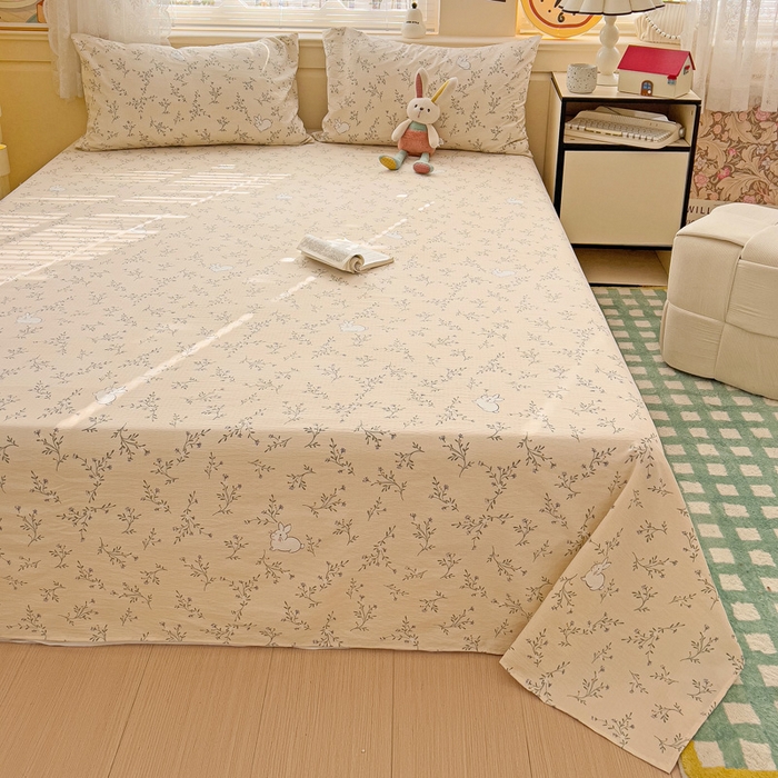 91家纺网 家纺一手货源 找家纺 纽缦家纺 2025新款云感提花双层纱床单 森田野园