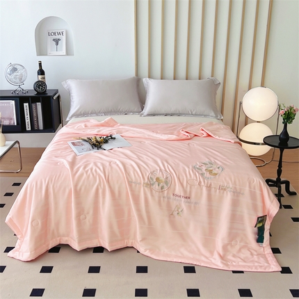 优姿家纺 2025新款60S天丝绣花镂空夏被4 粉色