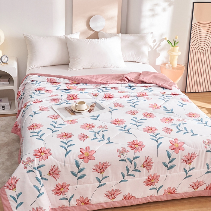 91家纺网 家纺一手货源 找家纺 羽梦家纺2025新款新疆棉花全棉夏凉被 梦田粉