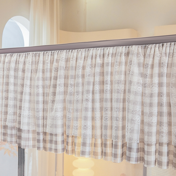 91家纺网 家纺一手货源 找家纺 青竹苑2025新款花边款床笠底防摔坐床蚊帐-格格巫 格格巫-棕咖