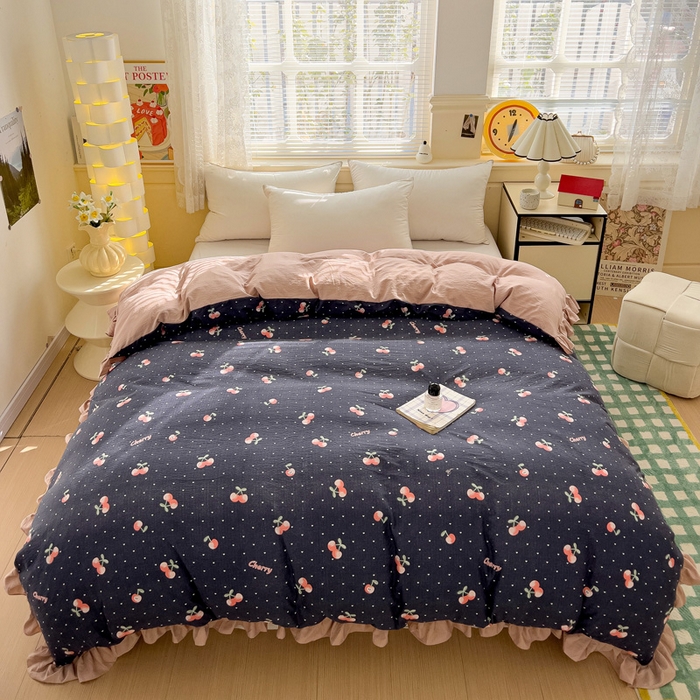 91家纺网 家纺一手货源 找家纺 纽缦家纺 2025新款云感提花双层纱韩版被套 大吉大厘