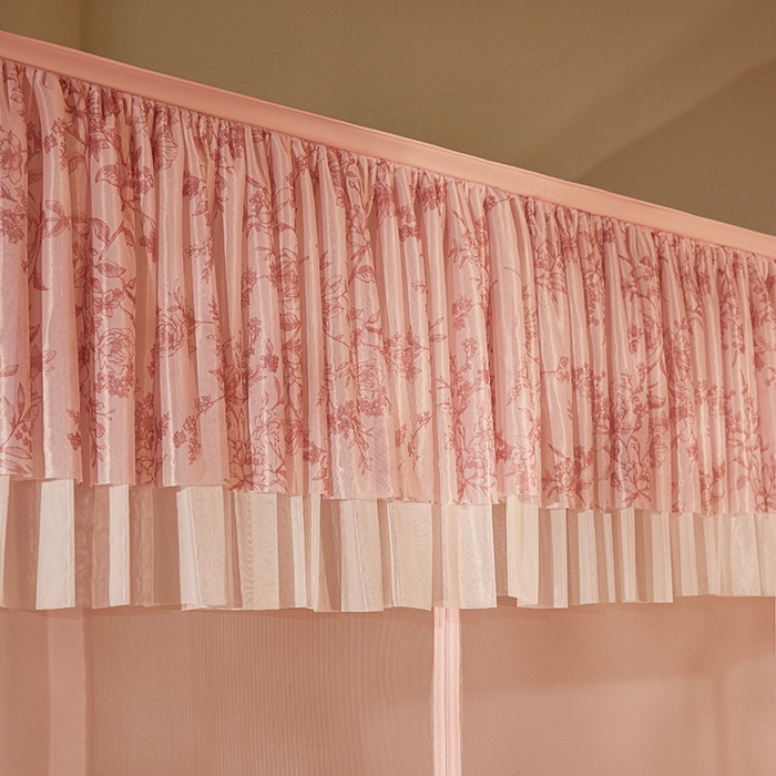 91家纺网 家纺一手货源 找家纺 青竹苑2025新款花边款床笠底防摔坐床蚊帐-伊甸园 伊甸园-樱花粉