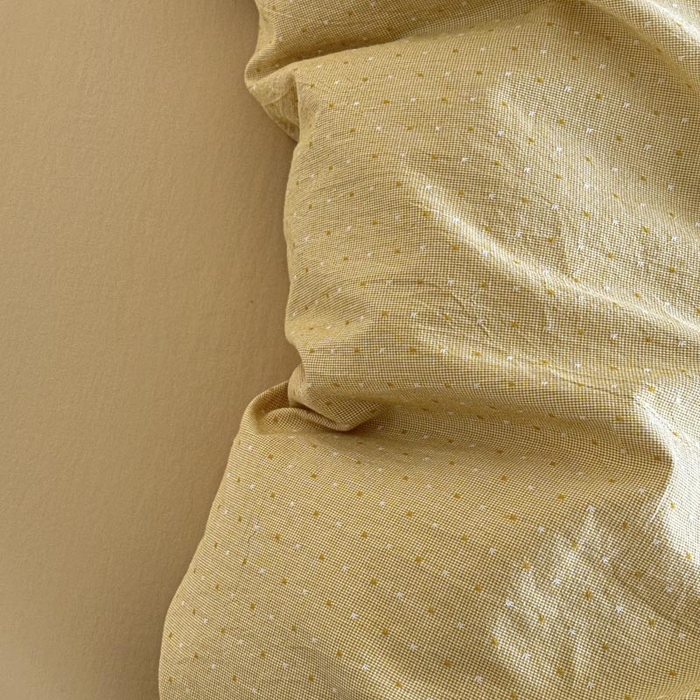 91家纺网 家纺一手货源 找家纺 ab家纺 2025新款小碎花三层纱 波尔卡-黄