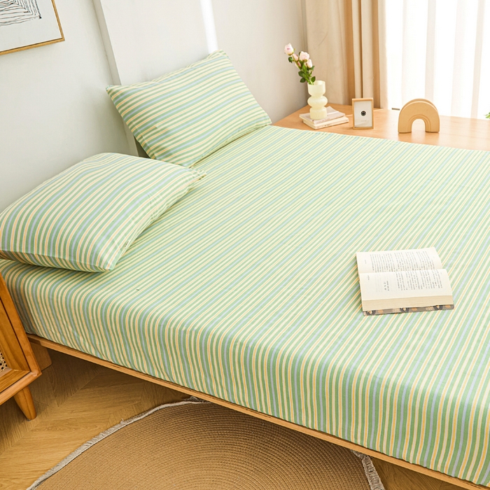 91家纺网 家纺一手货源 找家纺 首爱2025新款原棉老粗布床笠支持特殊规格定制 常年不断货 大批量供应  果绿条