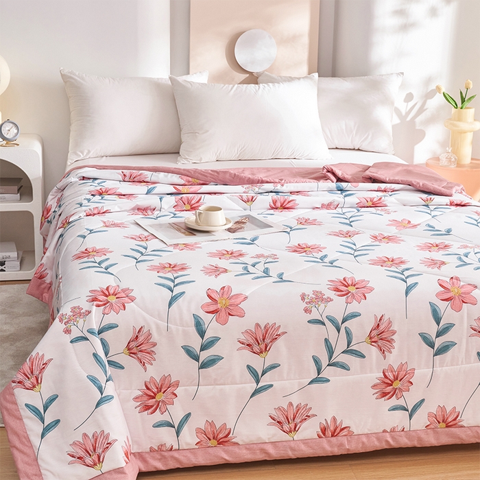 91家纺网 家纺一手货源 找家纺 羽梦家纺2025新款新疆棉花全棉夏凉被 梦田粉