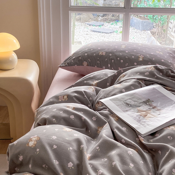 91家纺网 家纺一手货源 找家纺 富缦庭2025新款A类针织双层纱四件套米洛狗