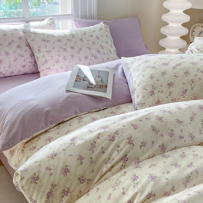 91家纺网 家纺一手货源 找家纺 富缦庭2025新款A类针织双层纱四件套春意花开