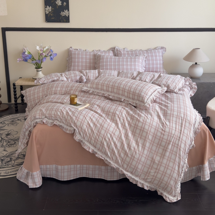 91家纺网 家纺一手货源 找家纺 （总）可思家纺2025新款可思-韩版双层纱四件套