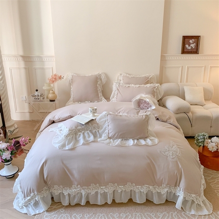 91家纺网 家纺一手货源 找家纺 （总）吾欢心2025新款糯小棉立体蝴蝶花边套件-蝶恋花系列