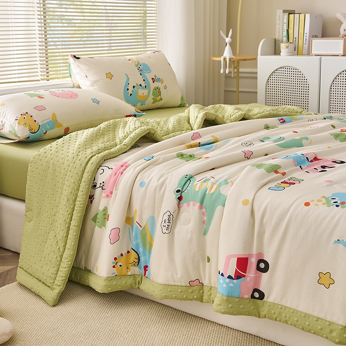 91家纺网 家纺一手货源 找家纺 暖阳 2025年新款纯棉豆豆夏被夏凉被被子被芯 豆豆-快乐旅行