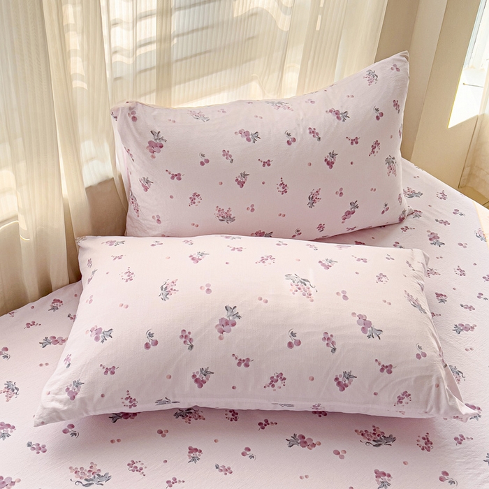 91家纺网 家纺一手货源 找家纺 纽缦家纺 2025新款云感提花双层纱床笠 葡萄七分甜