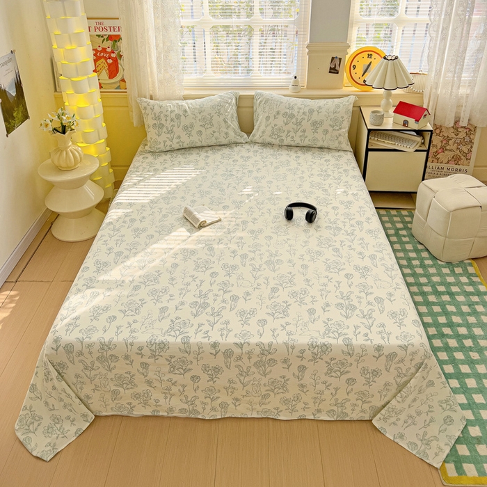 91家纺网 家纺一手货源 找家纺 纽缦家纺 2025新款云感提花双层纱床单 海像森林