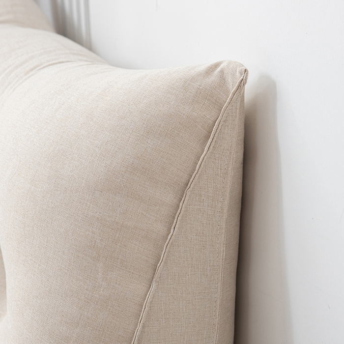 91家纺网 家纺一手货源 找家纺 美达人2025新款麻布珍珠棉三角靠背 亚麻单人  溶月米黄