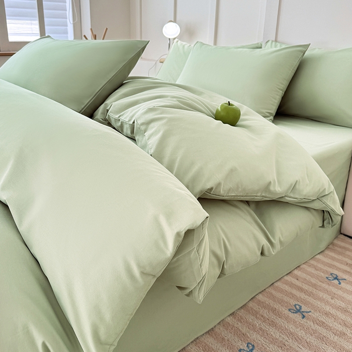 91家纺网 家纺一手货源 找家纺 卢赛尔 2025新款全13372纯色单被套 豆绿色