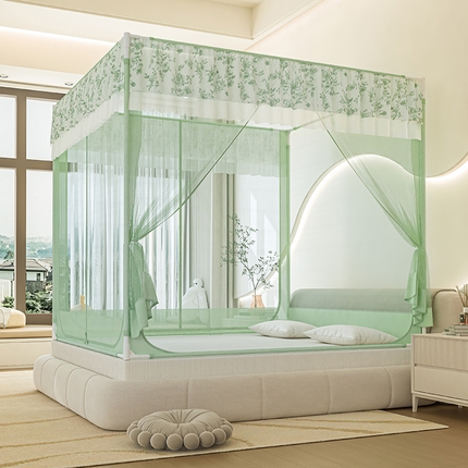 青竹苑2025新款花边款床笠底防摔坐床蚊帐-伊甸园 伊甸园-瓦松绿