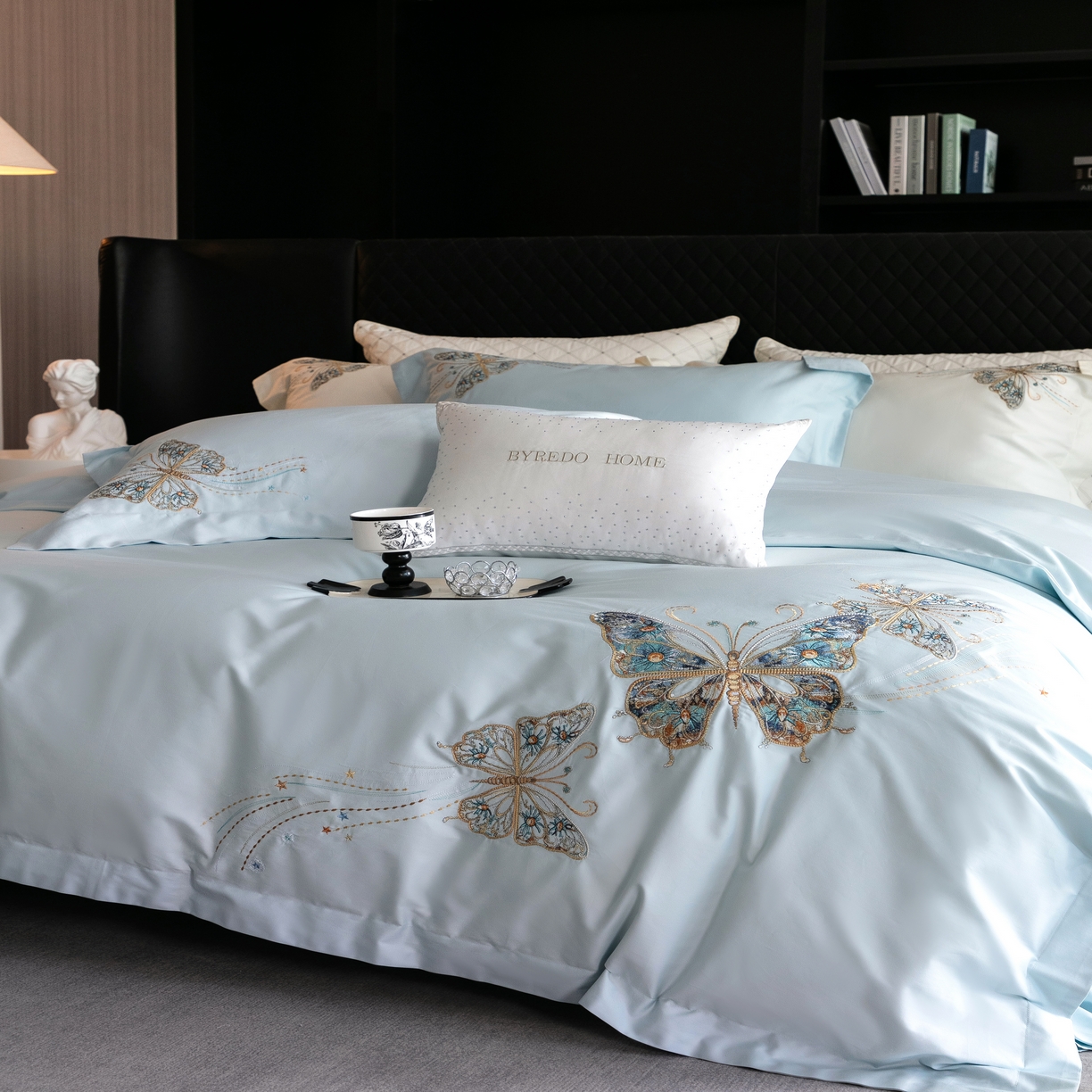 91家纺网 家纺一手货源 找家纺 馨蕊家居 2025年春夏新品100S高奢简约长绒棉系列—棉梦境 棉梦境-北卡蓝