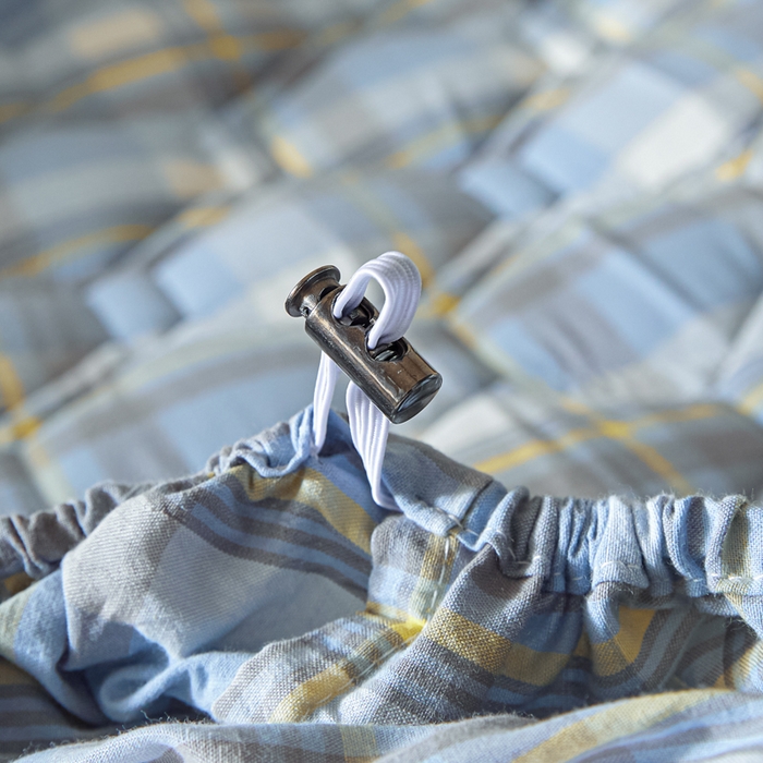 91家纺网 家纺一手货源 找家纺 雪云美2025新款A类全棉色织水洗棉夹棉床笠大豆床罩床垫保护套可定制 莫尼 蓝