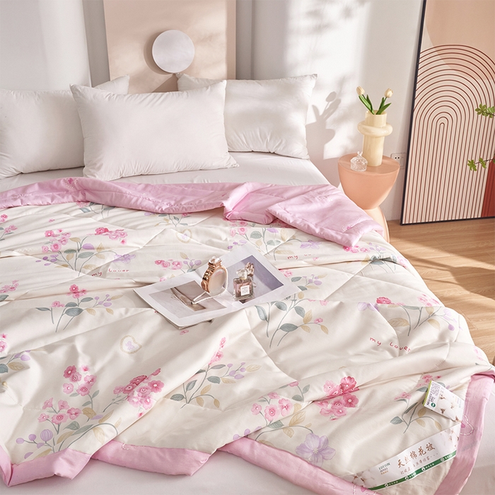 91家纺网 家纺一手货源 找家纺 羽梦家纺2025新款新疆棉花全棉夏凉被 浅花悠悠