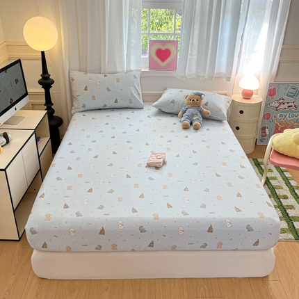 博雅 2025新款全棉A类双层纱床笠 兔兔蜜语