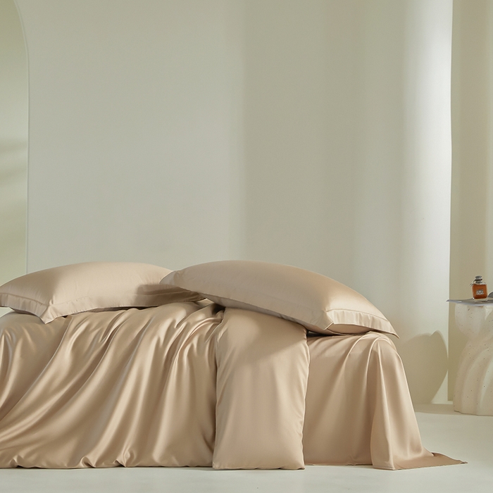 91家纺网 家纺一手货源 找家纺 618家纺 2025新款60SA类100支纯色系列进口兰精天丝四件套 香槟金