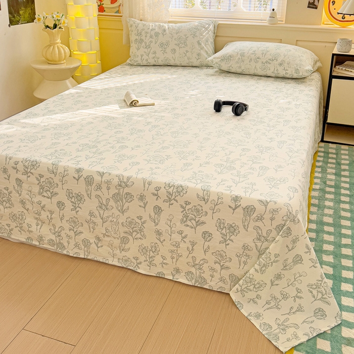 91家纺网 家纺一手货源 找家纺 纽缦家纺 2025新款云感提花双层纱床单 海像森林