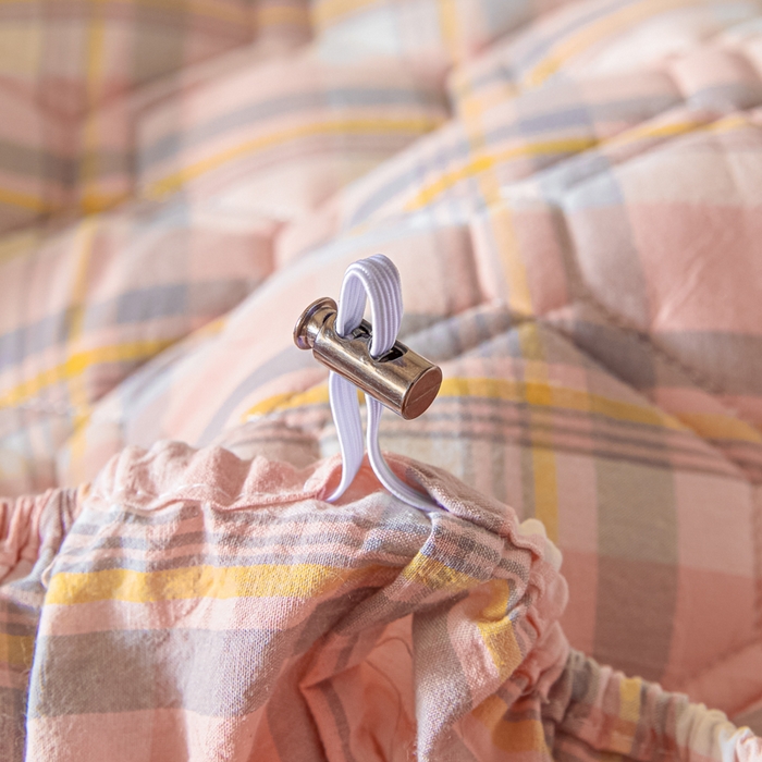 91家纺网 家纺一手货源 找家纺 雪云美2025新款A类全棉色织水洗棉夹棉床笠大豆床罩床垫保护套可定制 莫尼 粉