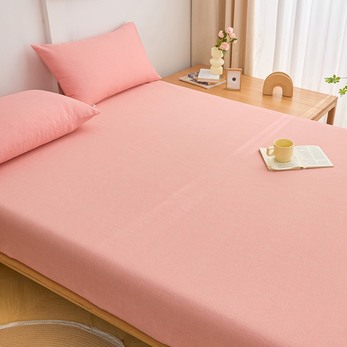 91家纺网 家纺一手货源 找家纺 首爱2025新款原棉老粗布床笠支持特殊规格定制 常年不断货 大批量供应  樱花粉