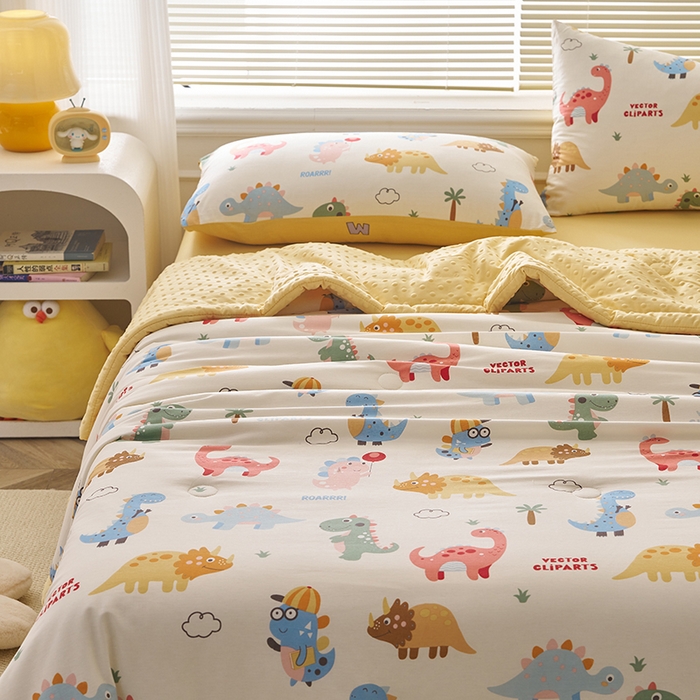 91家纺网 家纺一手货源 找家纺 暖阳 2025年新款纯棉豆豆夏被夏凉被被子被芯 豆豆-恐龙萌游记