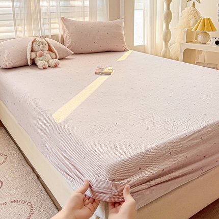 纽缦家纺 2025新款云感提花双层纱床笠 倾心紫