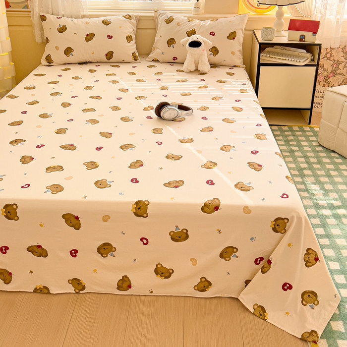 91家纺网 家纺一手货源 找家纺 纽缦家纺 2025新款云感提花双层纱床单 奇妙小熊米