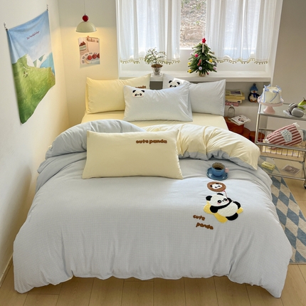 桃心家居 2025新款A类亲肤舒适软糯云柔水洗棉印加绣卡通毛巾绣水洗棉系列 云柔水洗棉-印加绣萌萌熊猫