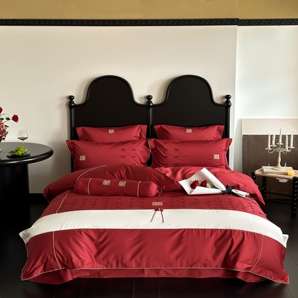 91家纺网 家纺一手货源 找家纺 西西家居  大红婚庆100支澳棉套件