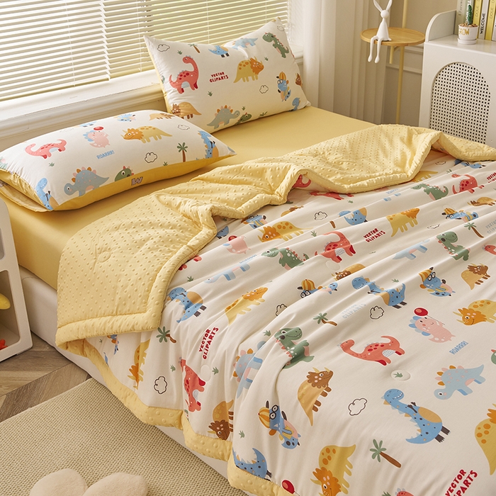 91家纺网 家纺一手货源 找家纺 暖阳 2025年新款纯棉豆豆夏被夏凉被被子被芯 豆豆-恐龙萌游记