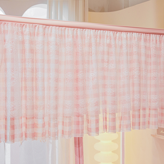 91家纺网 家纺一手货源 找家纺 青竹苑2025新款花边款床笠底防摔坐床蚊帐-格格巫 格格巫-樱花粉