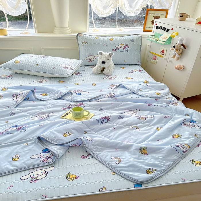 91家纺网 家纺一手货源 找家纺 希诺2025春夏新款小版三丽鸥凉感夏被夏凉被空调被 彩虹玉桂狗