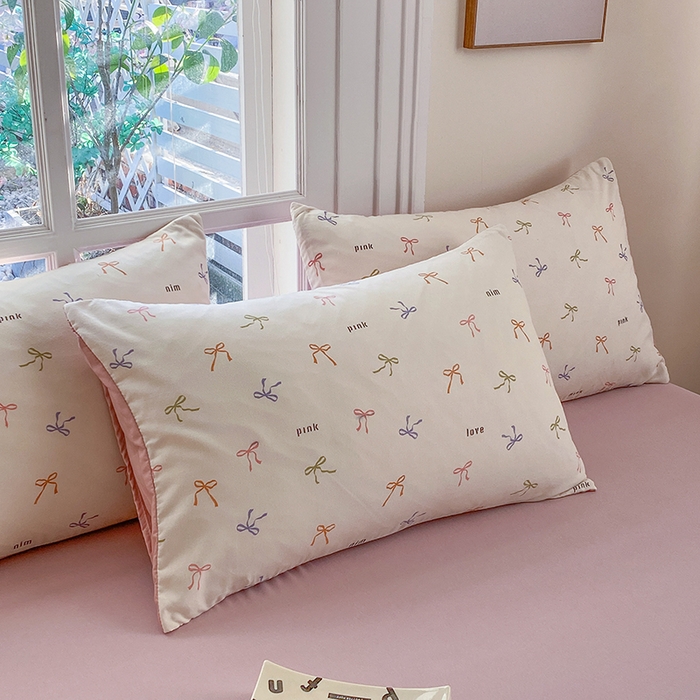 91家纺网 家纺一手货源 找家纺 富缦庭2025新款A类针织双层纱四件套彩色蝴蝶结