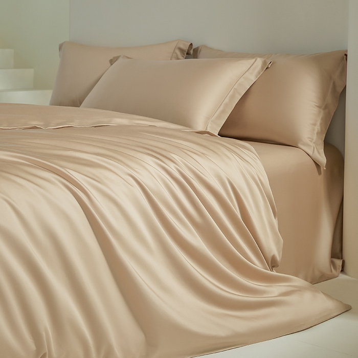 91家纺网 家纺一手货源 找家纺 618家纺 2025新款60SA类100支纯色系列进口兰精天丝四件套 香槟金