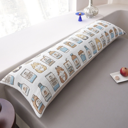 91家纺网 家纺一手货源 找家纺 爱港家纺 2025新款全棉纱布长枕套，双人 单人 情侣款纯棉枕套 百味人生