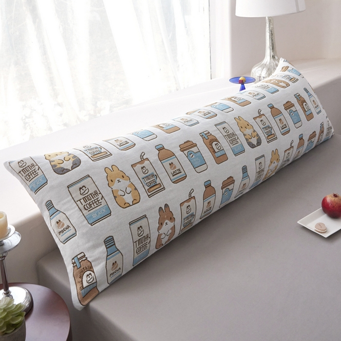 91家纺网 家纺一手货源 找家纺 爱港家纺 2025新款全棉纱布长枕套，双人 单人 情侣款纯棉枕套 百味人生