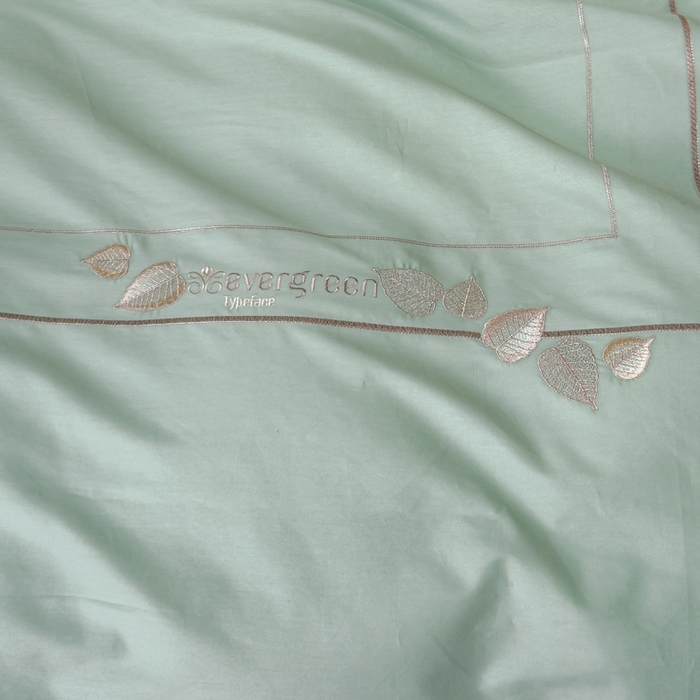 91家纺网 家纺一手货源 找家纺 U品汇  2025新款纯棉全棉长绒棉刺绣绣花高端礼盒四件套-叶夕 花晨叶夕-冰川绿