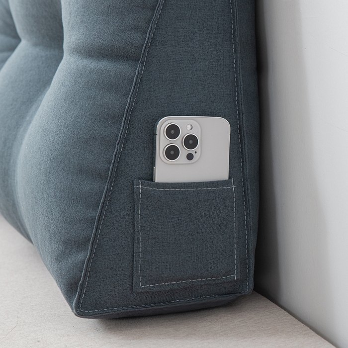 91家纺网 家纺一手货源 找家纺 美达人2025新款麻布珍珠棉三角靠背 亚麻单人 惜墨深灰