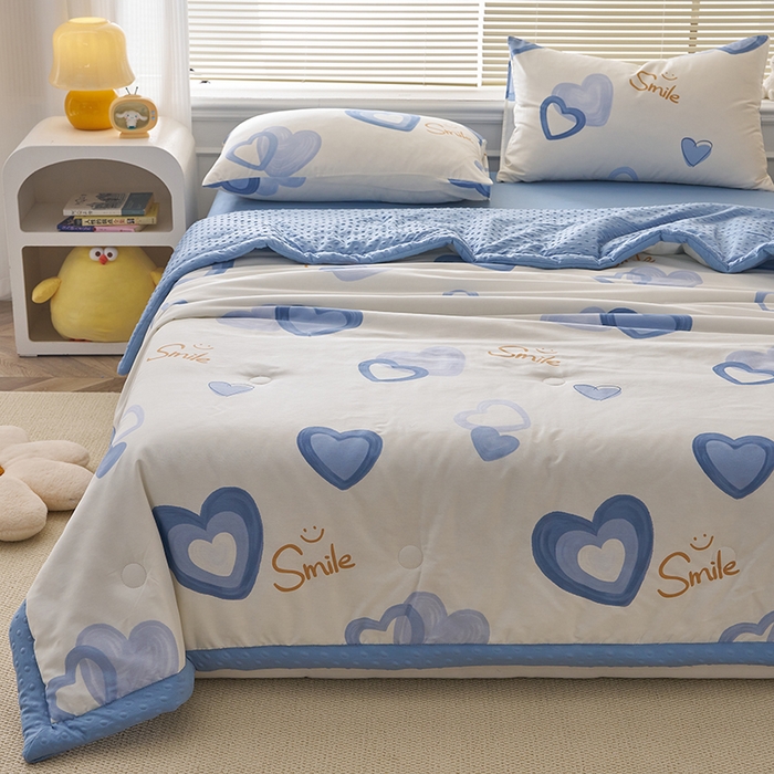 91家纺网 家纺一手货源 找家纺 暖阳 2025年新款纯棉豆豆夏被夏凉被被子被芯 豆豆-浪漫心语