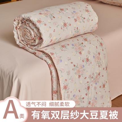 91家纺网 家纺一手货源 找家纺 （总）暖阳 2025年新款大豆双层纱夏被四件套